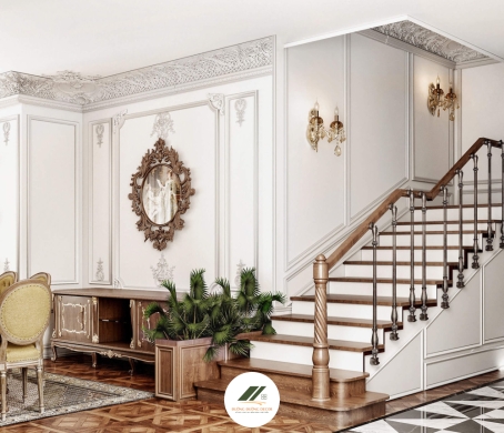 Xem Ngay 10+ Mẫu Cầu Thang Tân Cổ Điển Đẹp Sang Trọng 2025